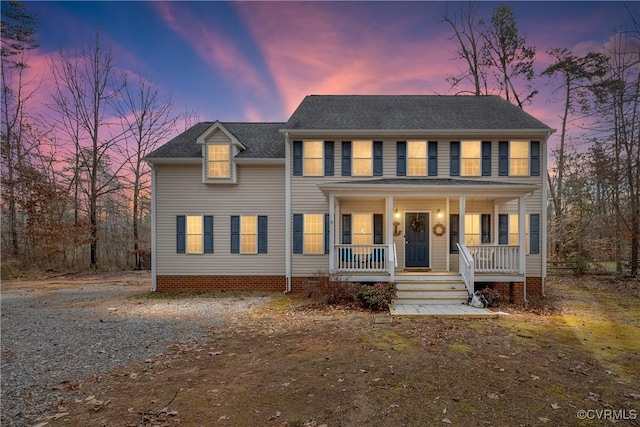 colonial house with covered porch