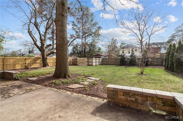 view of yard featuring a fenced backyard