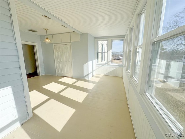 view of unfurnished sunroom