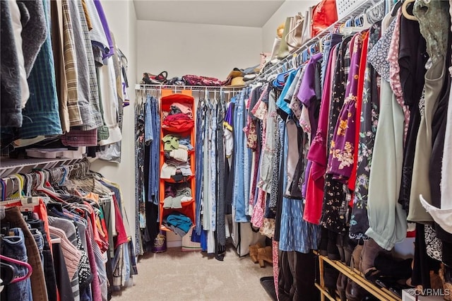 spacious closet with carpet flooring