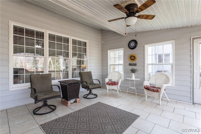 view of patio featuring a ceiling fan