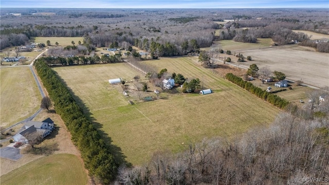 aerial view featuring a rural view