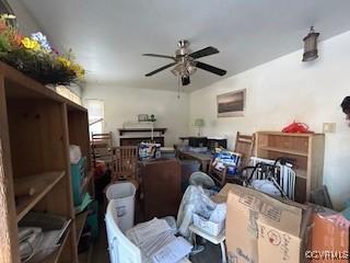 interior space with a ceiling fan