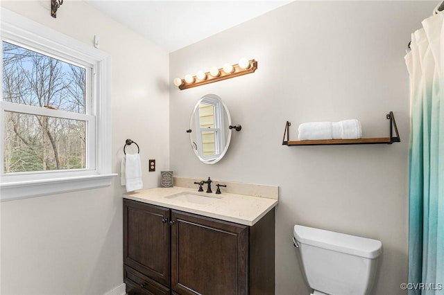 bathroom with toilet and vanity