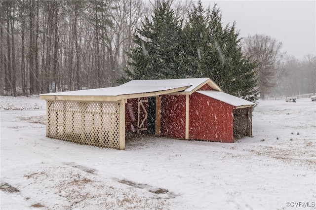 view of snow covered structure