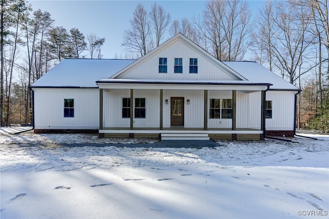 modern inspired farmhouse featuring a porch