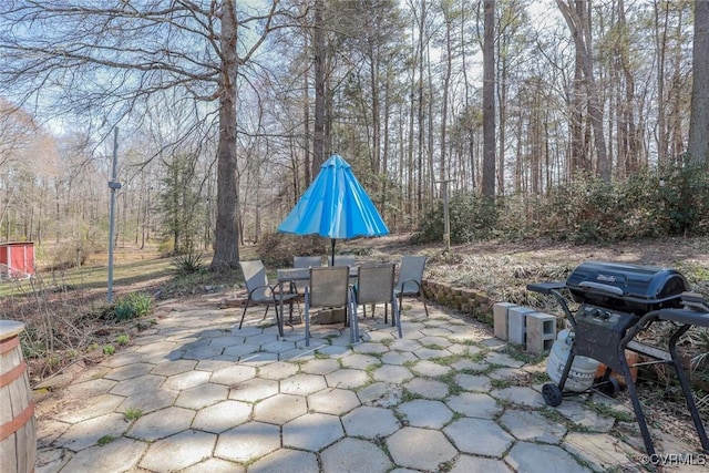 view of patio / terrace with outdoor dining space and grilling area