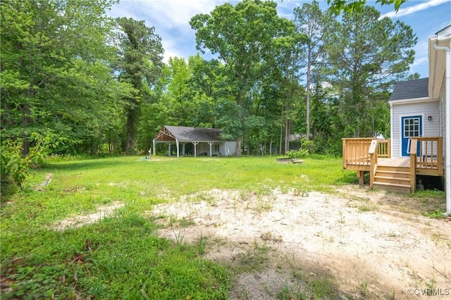 9214 River Rd, Chesterfield, VA 23803 - view of grassy yard with a wooden deck