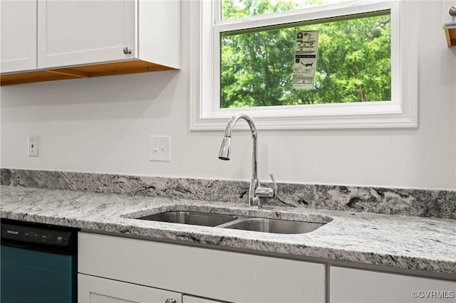 9214 River Rd, Chesterfield, VA 23803 - kitchen with dishwasher, healthy amount of natural light, white cabinets, and light stone countertops