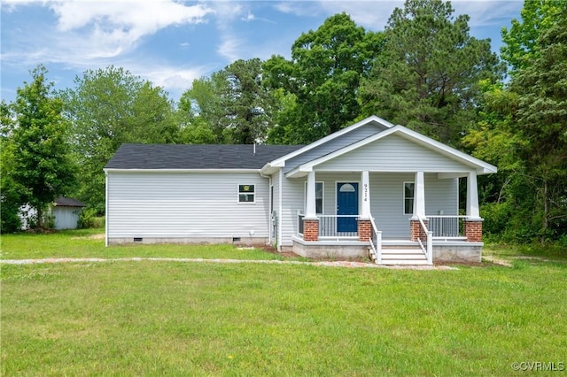 9214 River Rd, Chesterfield, VA 23803 - view of front of house with crawl space, covered porch, and a front lawn
