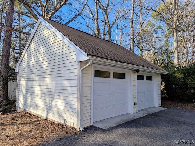 view of detached garage