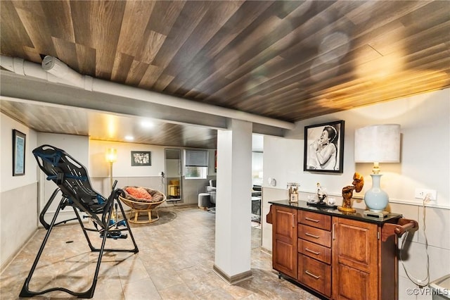 bar with wood ceiling