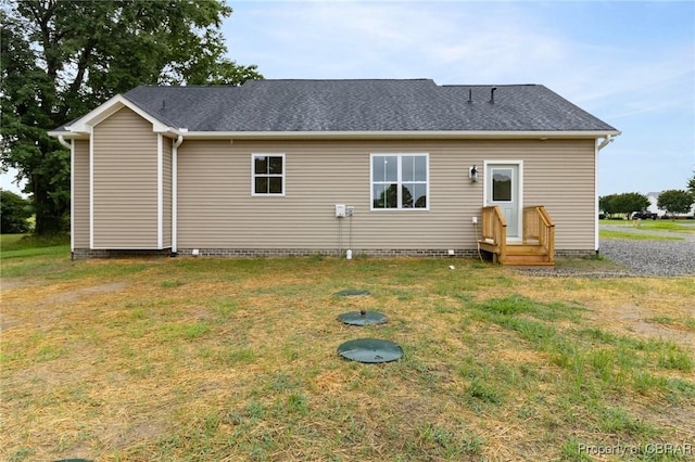 100 Bowsprit Ln, Wicomico Church, VA 22473 - rear view of house featuring a lawn, crawl space, and a shingled roof
