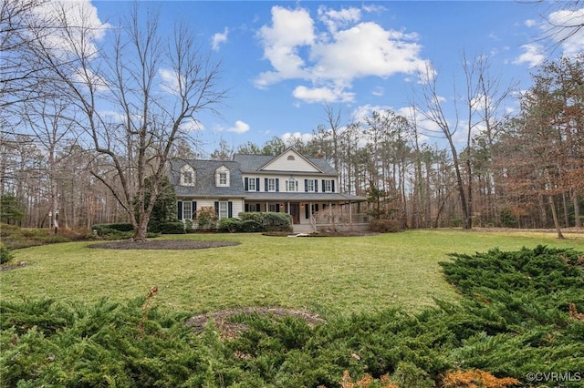 view of front of house with a front lawn and a porch