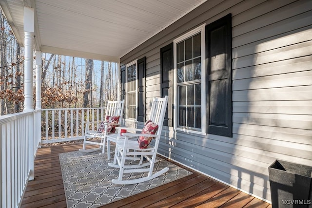 deck with a porch