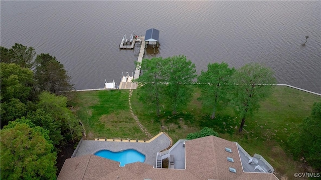 722 Point Anne Dr, Hartfield, VA 23071 - view from above of property featuring a large body of water and a pool