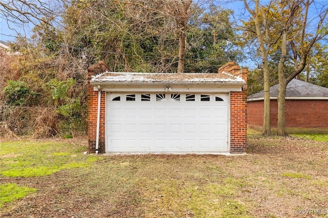 view of detached garage