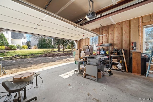 garage with a garage door opener