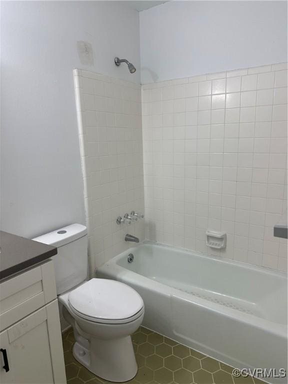 full bathroom with vanity, toilet, and shower / bathtub combination