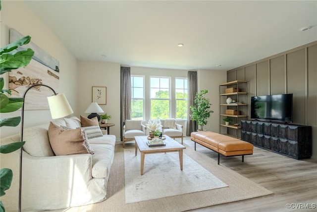 living area featuring light wood-type flooring