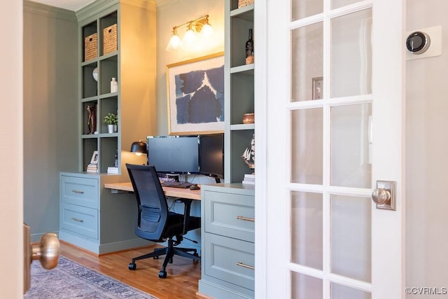 home office featuring wood finished floors