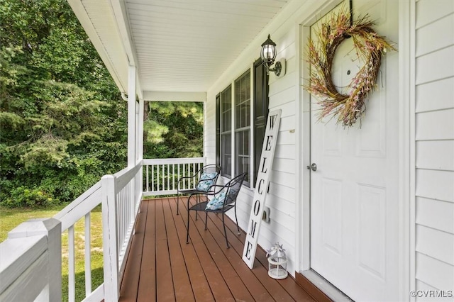 wooden deck with covered porch