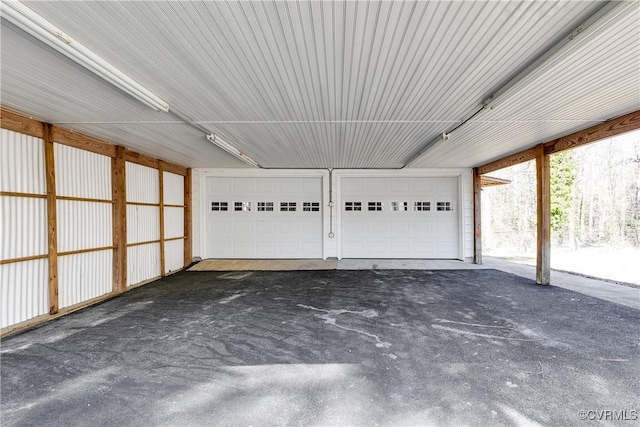 garage with metal wall