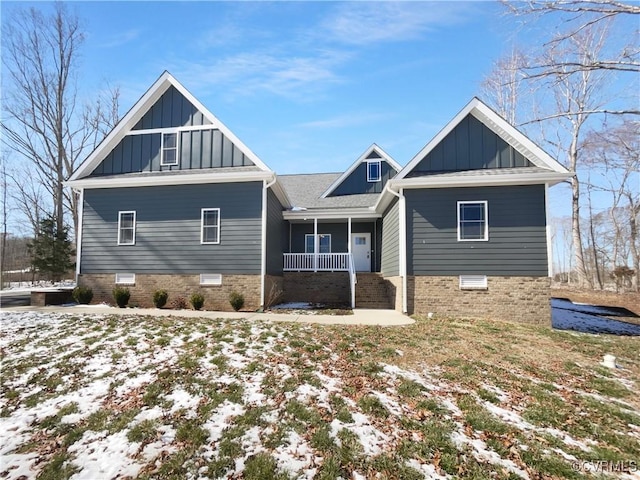 view of front of home featuring a porch and board and batten siding