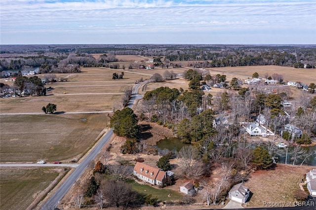 birds eye view of property featuring a rural view