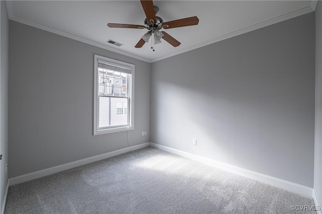 114 Cedar Works Row, Henrico, VA 23231 - empty room featuring crown molding, carpet floors, a ceiling fan, baseboards, and visible vents