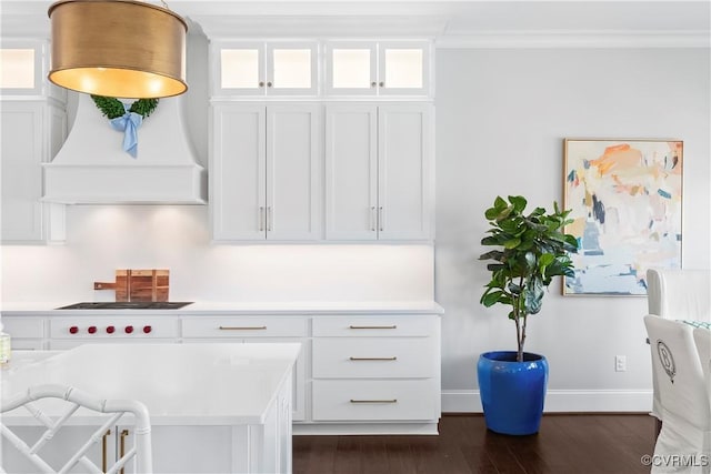 interior space featuring dark wood-style flooring and baseboards