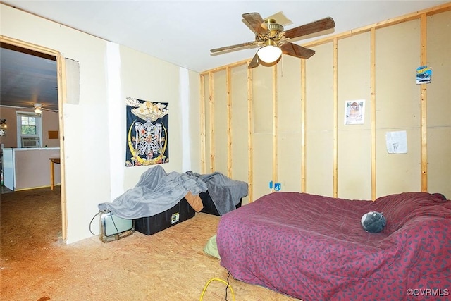 bedroom with carpet floors and ceiling fan