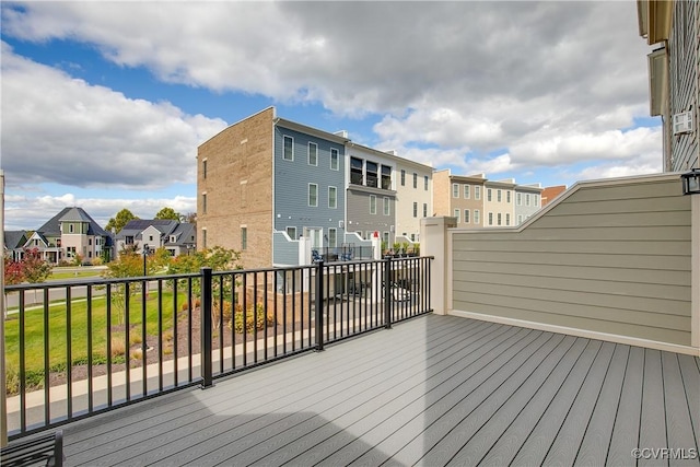 deck with a residential view