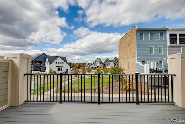 deck with a residential view