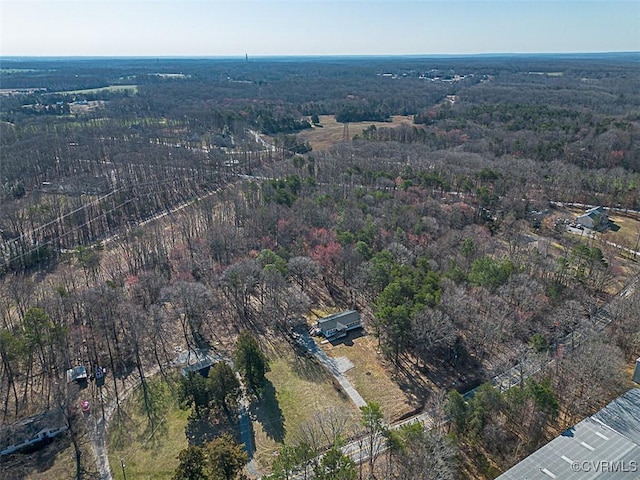 bird's eye view with a view of trees