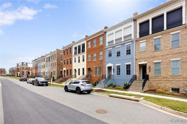 view of building exterior with a residential view