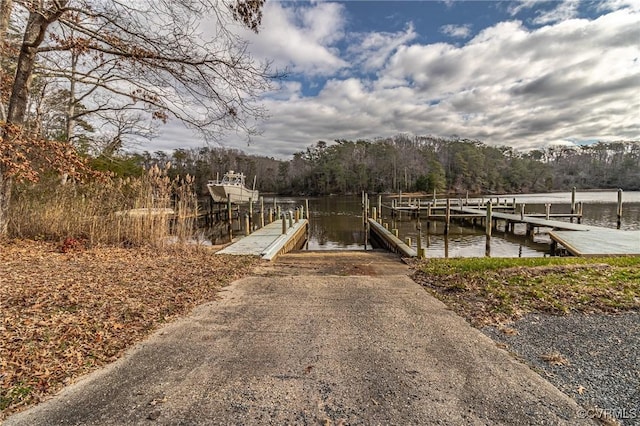 dock area featuring a water view