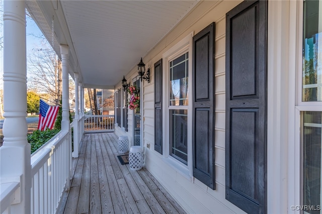 wooden terrace with covered porch