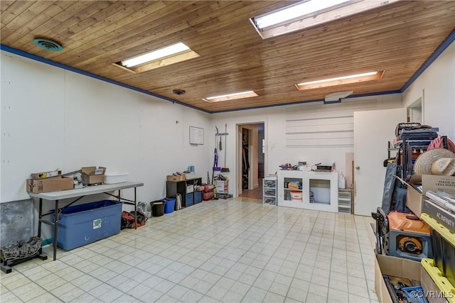 interior space featuring wood ceiling