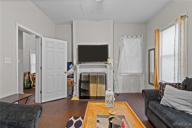 living area with wood finished floors