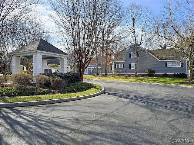 view of street with curbs