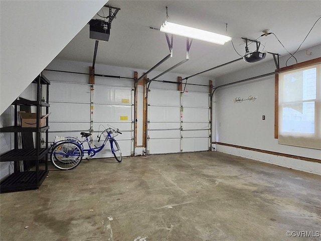 garage with a garage door opener