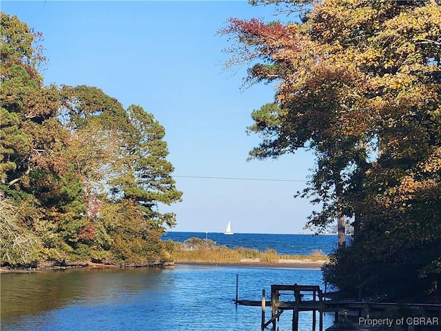 view of dock featuring a water view