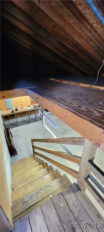 view of unfinished attic