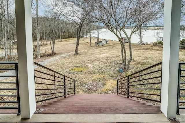 view of gate featuring a wooden deck