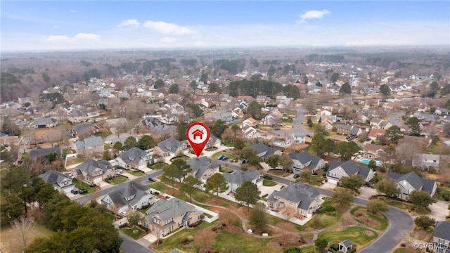 bird's eye view with a residential view