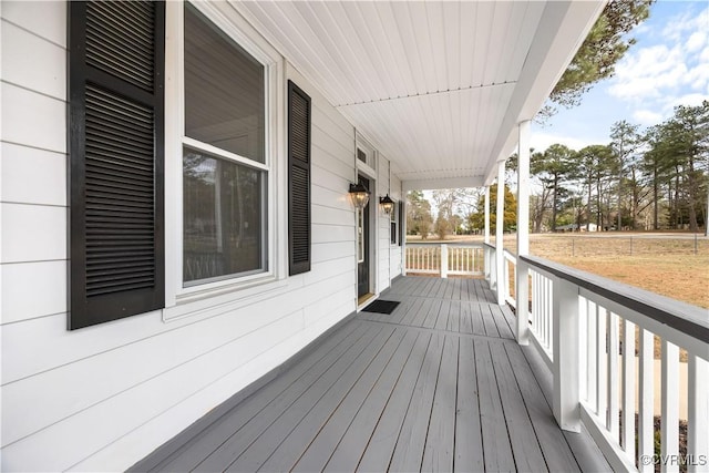 deck with covered porch