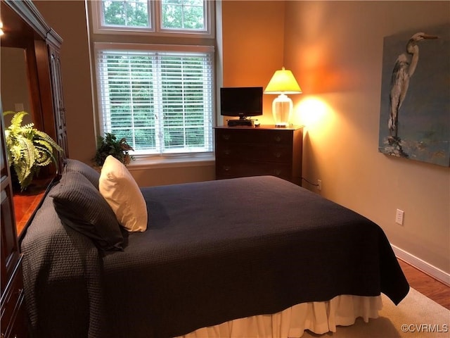 bedroom featuring wood finished floors