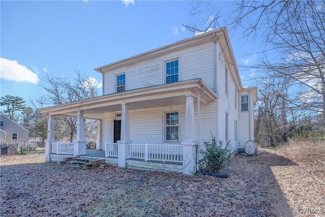 view of front facade featuring covered porch