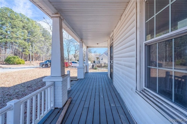 wooden deck with covered porch